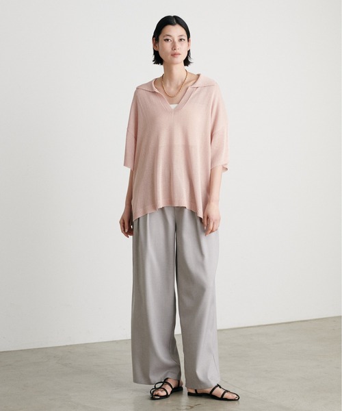 セール】【LARUTA】スキッパー半袖ニットプルオーバー（ニット