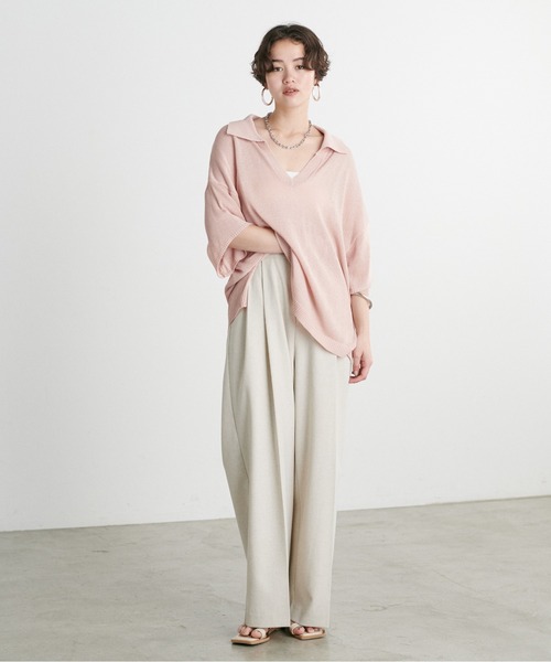 LARUTA(ラルータ)の「【LARUTA】スキッパー半袖ニットプルオーバー(ニット/セーター・レディース・モカ/チャコールグレー/ピンク/アイボリー・FREE)」の21枚目の写真