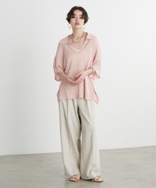 LARUTA(ラルータ)の「【LARUTA】スキッパー半袖ニットプルオーバー(ニット/セーター・レディース・モカ/チャコールグレー/ピンク/アイボリー・FREE)」の22枚目の写真