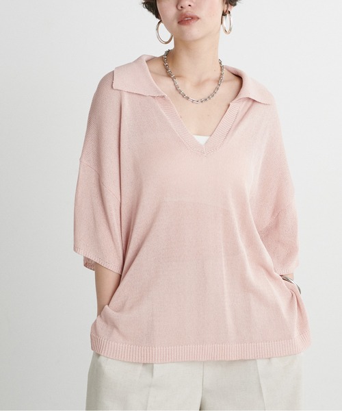 LARUTA(ラルータ)の「【LARUTA】スキッパー半袖ニットプルオーバー(ニット/セーター・レディース・モカ/チャコールグレー/ピンク/アイボリー・FREE)」の19枚目の写真