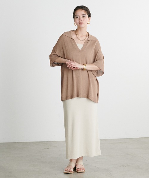 LARUTA(ラルータ)の「【LARUTA】スキッパー半袖ニットプルオーバー(ニット/セーター・レディース・モカ/チャコールグレー/ピンク/アイボリー・FREE)」の9枚目の写真