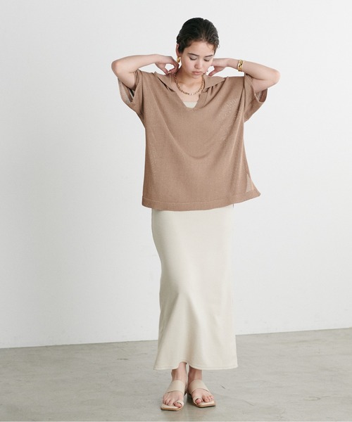 LARUTA(ラルータ)の「【LARUTA】スキッパー半袖ニットプルオーバー(ニット/セーター・レディース・モカ/チャコールグレー/ピンク/アイボリー・FREE)」の10枚目の写真