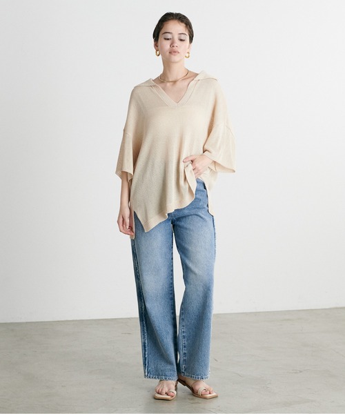 LARUTA(ラルータ)の「【LARUTA】スキッパー半袖ニットプルオーバー(ニット/セーター・レディース・モカ/チャコールグレー/ピンク/アイボリー・FREE)」の16枚目の写真