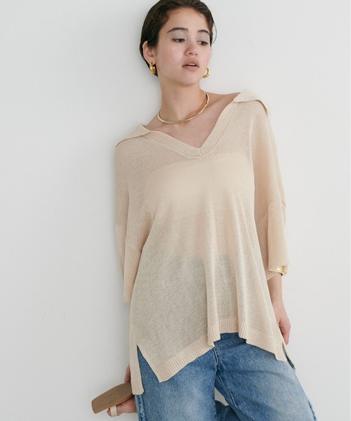 LARUTA(ラルータ)の「【LARUTA】スキッパー半袖ニットプルオーバー(ニット/セーター・レディース・モカ/チャコールグレー/ピンク/アイボリー・FREE)」の12枚目の写真