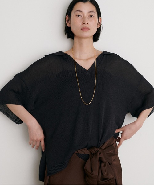 LARUTA(ラルータ)の「【LARUTA】スキッパー半袖ニットプルオーバー(ニット/セーター・レディース・モカ/チャコールグレー/ピンク/アイボリー・FREE)」の5枚目の写真