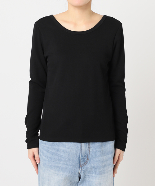 plage(プラージュ)の「Rib Back Open プルオーバー(Tシャツ/カットソー・レディース・ベージュ/ブラック・FREE)」の3枚目の写真