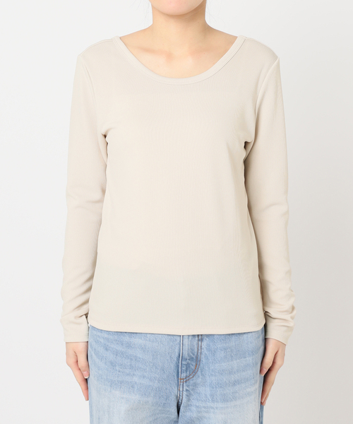 plage(プラージュ)の「Rib Back Open プルオーバー(Tシャツ/カットソー・レディース・ベージュ/ブラック・FREE)」の5枚目の写真