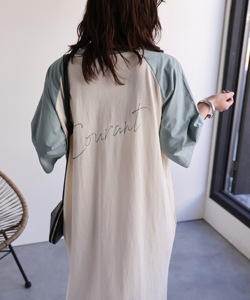 ap retro(アプレトロ)の「ラグランTシャツワンピース / バックロゴプリントデザイン(ワンピース・レディース・チャコール/アイボリー・FREE)」の12枚目の写真