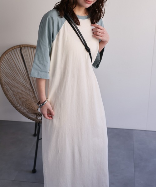 ap retro(アプレトロ)の「ラグランTシャツワンピース / バックロゴプリントデザイン(ワンピース・レディース・チャコール/アイボリー・FREE)」の11枚目の写真