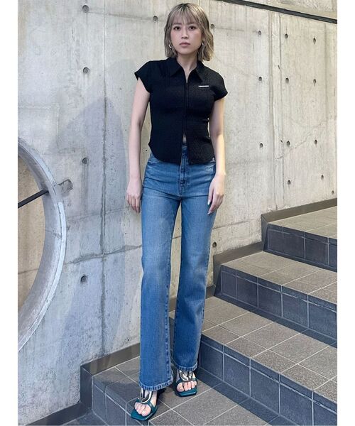 MURUA（ムルーア）の「ハイウエストヴィンテージフレアデニム（デニムパンツ・レディース・インディゴブルー/ブラック/ブルー・0/1/2）」の17枚目の写真