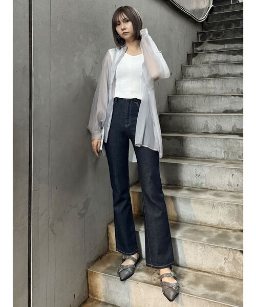 MURUA（ムルーア）の「ハイウエストヴィンテージフレアデニム（デニムパンツ・レディース・インディゴブルー/ブラック/ブルー・0/1/2）」の22枚目の写真