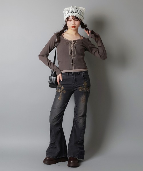 SPINNS(スピンズ)の「猫耳ニット帽/レース(ニットキャップ/ビーニー・レディース・ホワイト/ブラック・ONESIZE)」の8枚目の写真