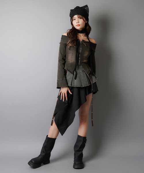 SPINNS(スピンズ)の「猫耳ニット帽/レース(ニットキャップ/ビーニー・レディース・ホワイト/ブラック・ONESIZE)」の6枚目の写真