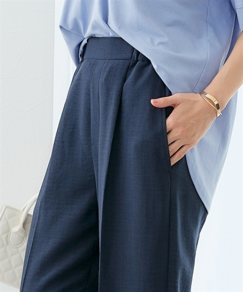 7days Life Styling(セブンデイズライフスタイリング)の「麻調合繊スピンドルワイドパンツ(しわになりにくい・接触冷感・UVカット・ウォッシャブル)(スラックス・レディース・モカ/ネイビー・S/M/L/LL)」の10枚目の写真