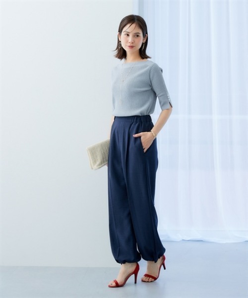 7days Life Styling(セブンデイズライフスタイリング)の「麻調合繊スピンドルワイドパンツ(しわになりにくい・接触冷感・UVカット・ウォッシャブル)(スラックス・レディース・モカ/ネイビー・S/M/L/LL)」の17枚目の写真