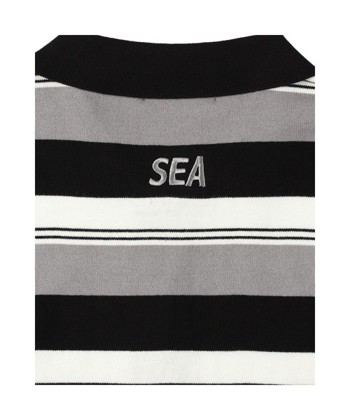 WIND AND SEA（ウィンダンシー）の「Stripe Knit Zip Up Shirt（ニット/セーター・メンズ・ブラック・M/L/XL）」の2枚目の写真
