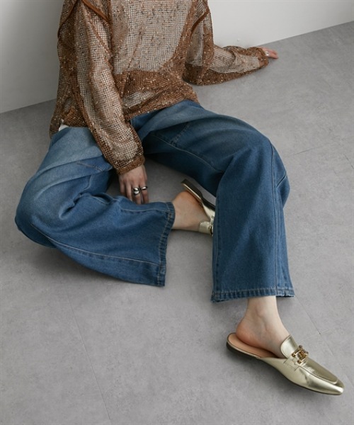 Soiunique（スワユニーク）の「ゆったりサイズカーブデニムパンツ ［Soiunique］（デニムパンツ・レディース・ワンウォッシュ/ネイビー・LL/M/L）」の17枚目の写真