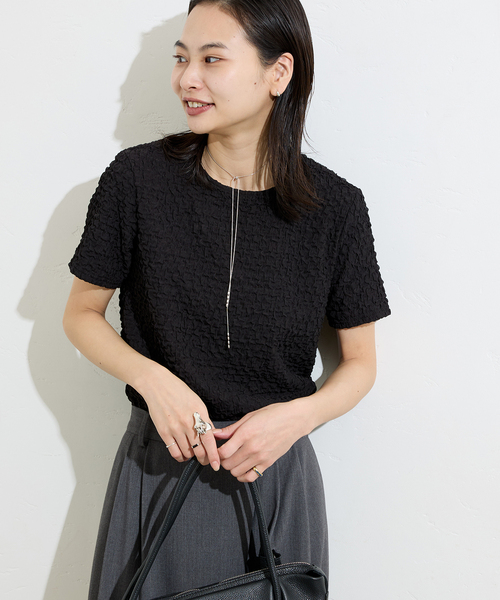 JOURNAL STANDARD（ジャーナルスタンダード）の「シャーリングフィットTEE（Tシャツ/カットソー・レディース・ホワイト/ブラック・FREE）」の14枚目の写真