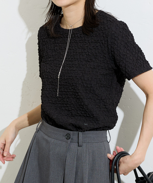 JOURNAL STANDARD（ジャーナルスタンダード）の「シャーリングフィットTEE（Tシャツ/カットソー・レディース・ホワイト/ブラック・FREE）」の13枚目の写真