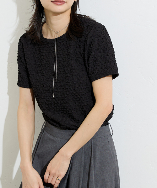 JOURNAL STANDARD（ジャーナルスタンダード）の「シャーリングフィットTEE（Tシャツ/カットソー・レディース・ホワイト/ブラック・FREE）」の12枚目の写真