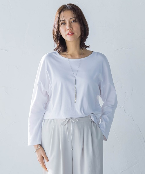 LAUTREAMONT（ロートレアモン）の「ベーシックロングスリーブT≪接触冷感/洗濯機で洗える≫（Tシャツ/カットソー・レディース・ホワイト/ホワイト系その他/ブラック系その他・9号）」の9枚目の写真