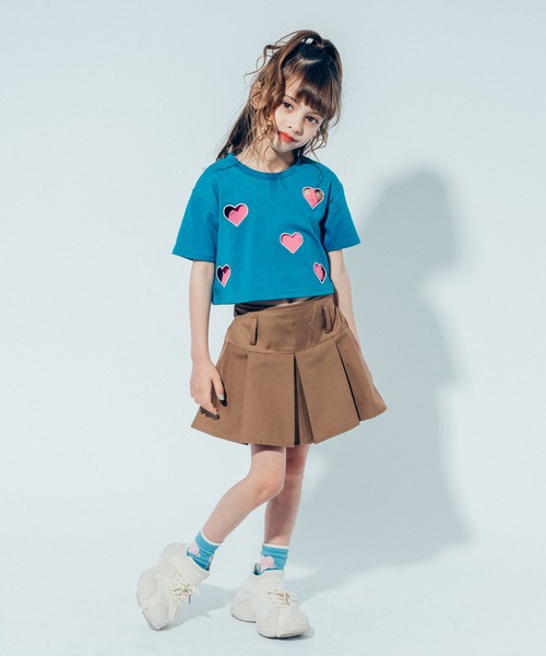 URBAN CHERRY（アーバンチェリー）の「【吸水速乾】ハートカットワーククロップドTシャツ（Tシャツ/カットソー・キッズ・ピンク/レッド/チャコール/ブルー・110cm/120cm/130cm/140cm/150cm）」の8枚目の写真