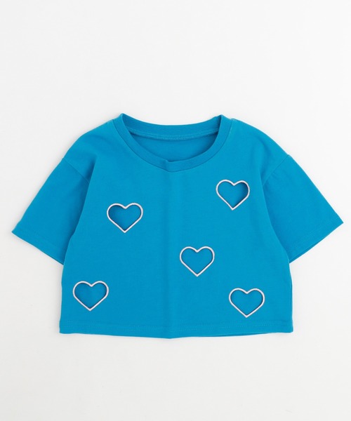 URBAN CHERRY（アーバンチェリー）の「【吸水速乾】ハートカットワーククロップドTシャツ（Tシャツ/カットソー・キッズ・ピンク/レッド/チャコール/ブルー・110cm/120cm/130cm/140cm/150cm）」の9枚目の写真