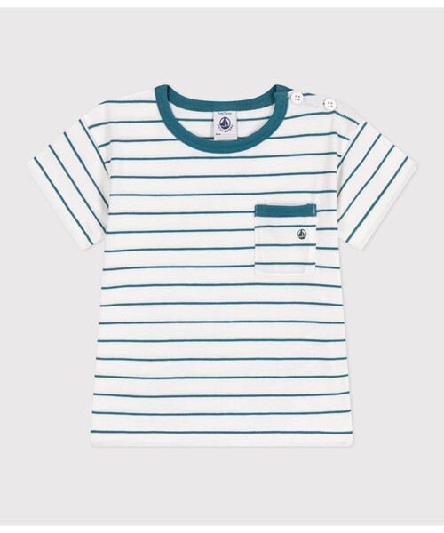 PETIT BATEAU（プチバトー）の「半袖Ｔシャツ（Tシャツ/カットソー・キッズ・ホワイト×グリーン・18MONTH/12MONTH/24MONTH/36MONTH）」の3枚目の写真