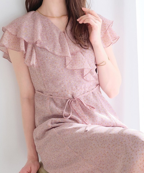 alotta（アロッタ）の「フリルカシュクールワンピース（ワンピース・レディース・ホワイト/ラベンダー/ブラック・M/L/LL/3L）」の10枚目の写真