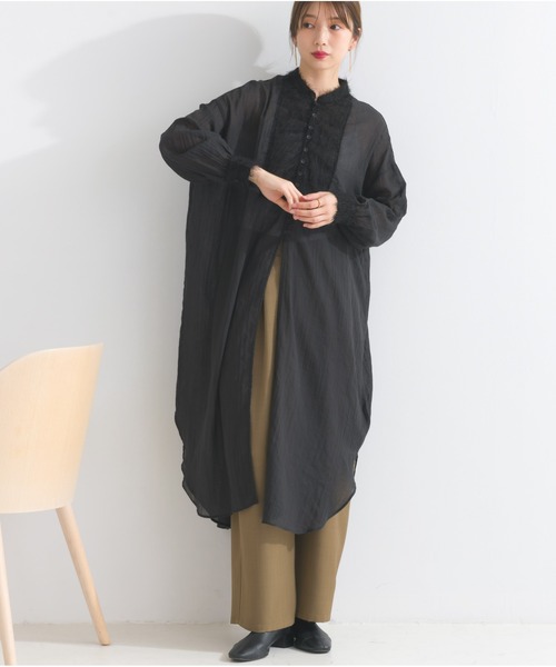OandI（オーアンドアイ）の「フラッフィーガーゼシャツワンピース（ワンピース・レディース・オフホワイト/ブラック/アイボリー・FREE）」の20枚目の写真