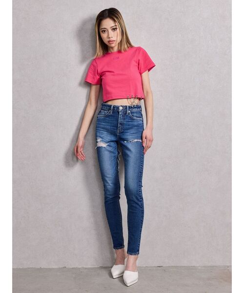 GYDA（ジェイダ）の「GYDA chaincharm トップス（Tシャツ/カットソー・レディース・オフホワイト/ブラック/ピンク・FREE）」の10枚目の写真