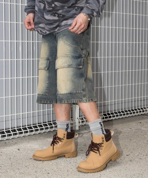 SHORT ROUND(ショートラウンド)の「SHORT ROUND/スウィッチングデニムカーゴショーツ(デニムパンツ・メンズ・スカイブルー/ブラック系3・MEDIUM/LARGE)」の20枚目の写真