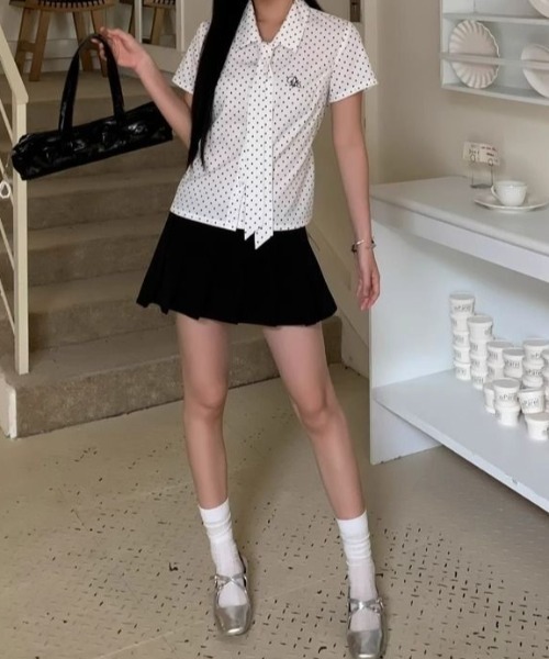 Achic(アシック)の「ドットリボン半袖タイシャツ(シャツ/ブラウス・レディース・ホワイト・M)」の12枚目の写真