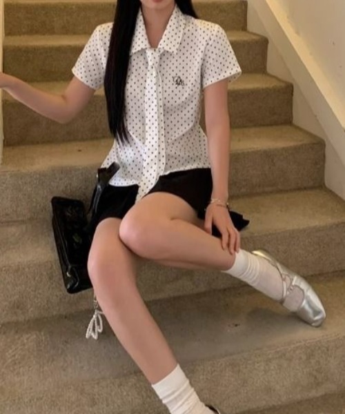 Achic(アシック)の「ドットリボン半袖タイシャツ(シャツ/ブラウス・レディース・ホワイト・M)」の13枚目の写真