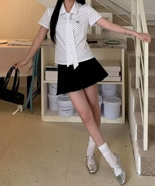 Achic(アシック)の「ドットリボン半袖タイシャツ(シャツ/ブラウス・レディース・ホワイト・M)」の16枚目の写真