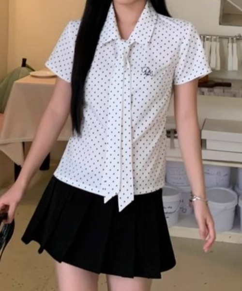 Achic(アシック)の「ドットリボン半袖タイシャツ(シャツ/ブラウス・レディース・ホワイト・M)」の17枚目の写真
