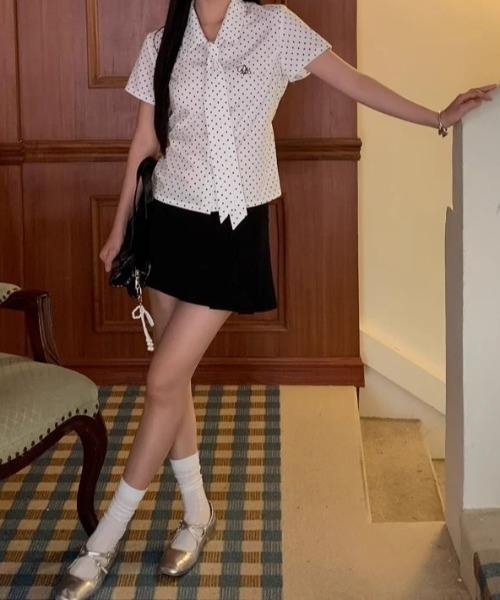 Achic(アシック)の「ドットリボン半袖タイシャツ(シャツ/ブラウス・レディース・ホワイト・M)」の18枚目の写真