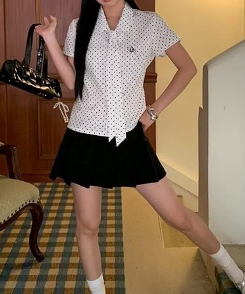 Achic(アシック)の「ドットリボン半袖タイシャツ(シャツ/ブラウス・レディース・ホワイト・M)」の20枚目の写真