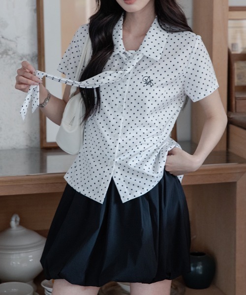 Achic(アシック)の「ドットリボン半袖タイシャツ(シャツ/ブラウス・レディース・ホワイト・M)」の21枚目の写真