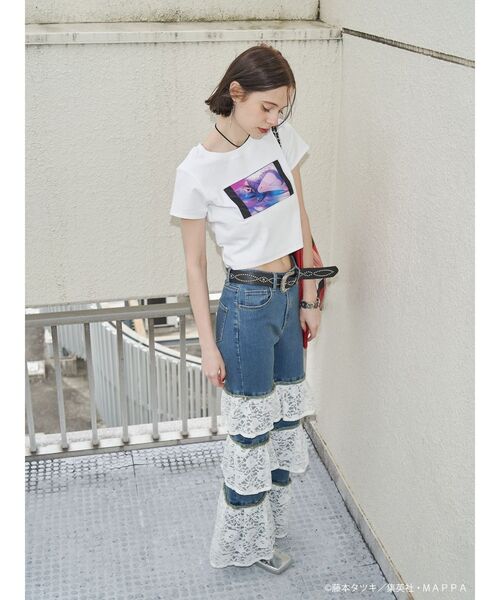 jouetie(ジュエティ)の「【TVアニメ『チェンソーマン』】フィットシーンTシャツ(Tシャツ/カットソー・レディース・ブラック/オフホワイト/ブルー・MEDIUM)」の18枚目の写真