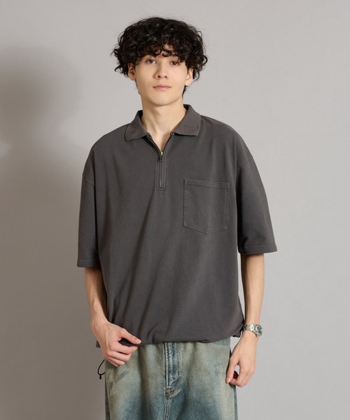 HALF ZIP PIGMENT POLO / ハーフジップピグメントポロ
