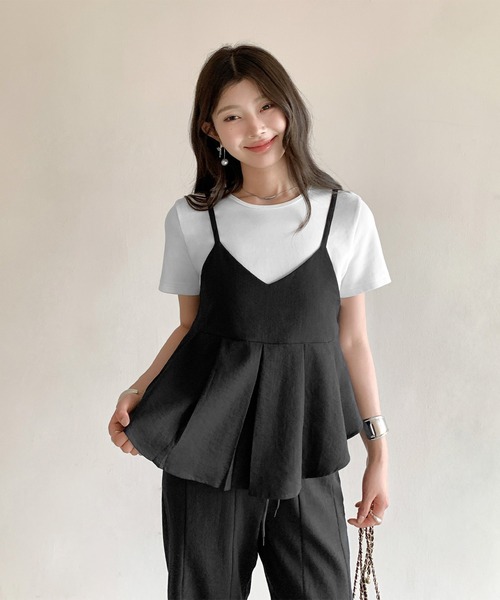 by LEGNA(バイレグナ)の「プリーツペプラムキャミ×パンツ セットアップ(セットアップ・レディース・カーキ/ダルブルー系/ネイビー/ブラック/ベージュ・FREE)」の17枚目の写真