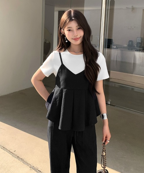 by LEGNA(バイレグナ)の「プリーツペプラムキャミ×パンツ セットアップ(セットアップ・レディース・カーキ/ダルブルー系/ネイビー/ブラック/ベージュ・FREE)」の20枚目の写真