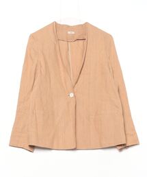 【美品】 イエナ 近年モデルノーカラージャケット ブルゾン リネン ブランド古着】IENA｜イエナのジャケット/アウター（リネン・麻