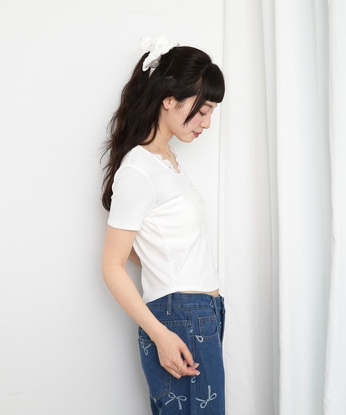paravion（パラビオン）の「リボンデザインTシャツ（Tシャツ/カットソー・レディース・グレー/ブルー/ブラック/ホワイト・FREE）」の12枚目の写真