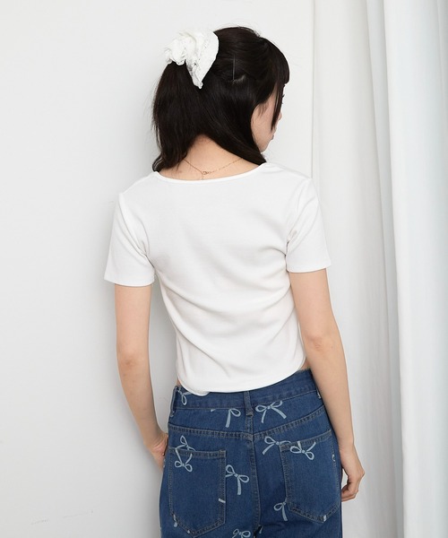 paravion（パラビオン）の「リボンデザインTシャツ（Tシャツ/カットソー・レディース・グレー/ブルー/ブラック/ホワイト・FREE）」の13枚目の写真