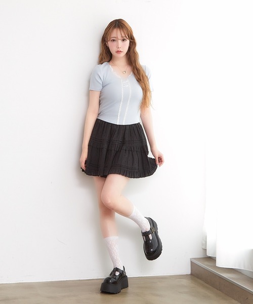 paravion（パラビオン）の「リボンデザインTシャツ（Tシャツ/カットソー・レディース・グレー/ブルー/ブラック/ホワイト・FREE）」の22枚目の写真
