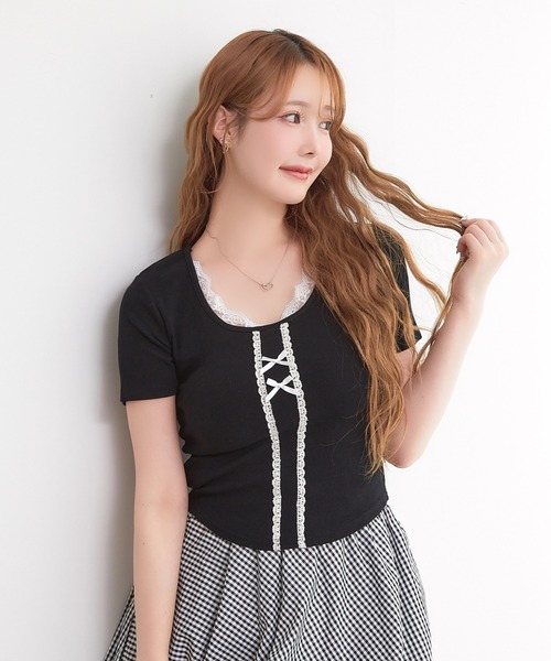 paravion（パラビオン）の「リボンデザインTシャツ（Tシャツ/カットソー・レディース・グレー/ブルー/ブラック/ホワイト・FREE）」の17枚目の写真