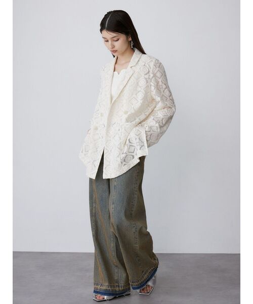 MURUA（ムルーア）の「【WEB限定】レースシアージャケット（テーラードジャケット・レディース・ブラック/アイボリー・FREE）」の20枚目の写真