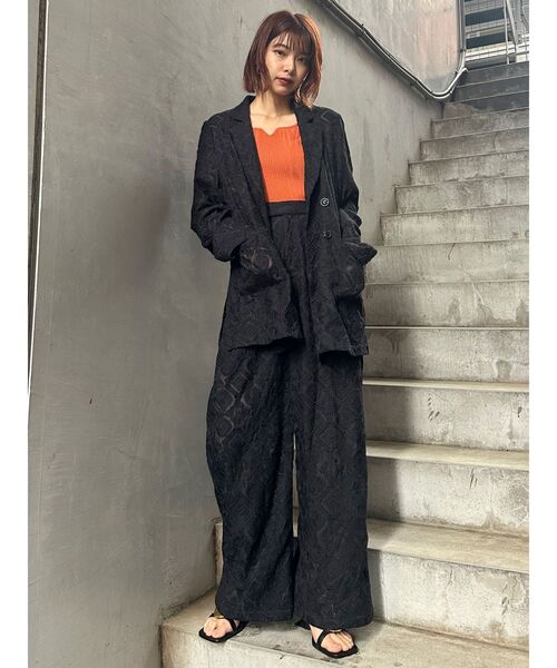 MURUA（ムルーア）の「【WEB限定】レースシアージャケット（テーラードジャケット・レディース・ブラック/アイボリー・FREE）」の3枚目の写真